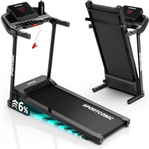 Sportconic Loopband 1-12 km/u - Loopband Inklapbaar - Professionele Loopband voor Thuis - 12 Programma's - Met Hellingfunctie - Incl. LED-display en Hartslagmeter