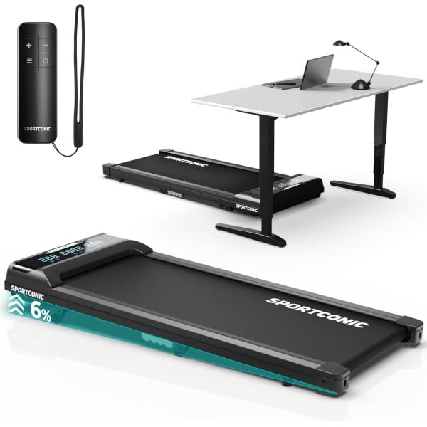 Sportconic Loopband 1-6km/u - Walking pad met Hellingfunctie - Wandelband voor onder het Bureau - Incl. Afstandsbediening