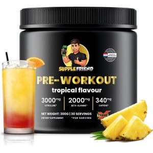 Supplefriend - Pre-Workout - EXTREME - 340 mg Cafeïne | 3000mg Citrulline | 2000mg Beta Alanine - Tropical - 300g (30 Doseringen)