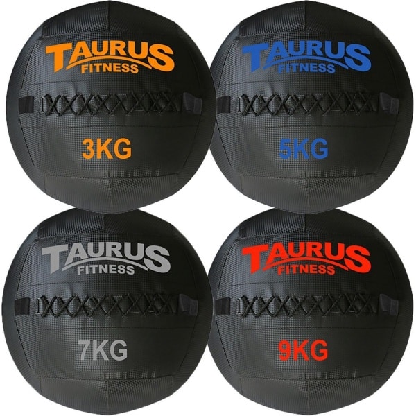 Taurus Wall Ball set (3-9 kg) - set van 4 - 35cm diameter - crossfit - muurbal - kunstleder - anti slip - functional training - stuitert - coördinatietraining