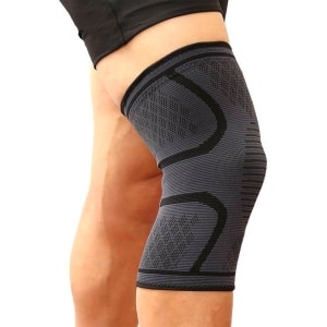 Team Bicep Premium Kniebrace met Team Bicep Sticker - Kneesleeves voor Powerlifting, Fitness & CrossFit - Comfortabel & Stretchy Materiaal - Grijs - Maat XL - Single Sleeve