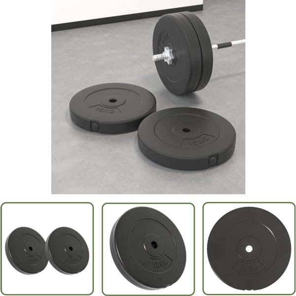 The Living Store Halterschijven 2 stuks 30 kg beton - Halterschijven - Gewichtsschiven - Fitness - Home Gym - Krachttraining