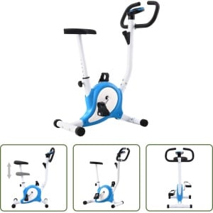 The Living Store Hometrainer - Robuust - Blauw en wit - 64 x 41 x 101 cm - Max - 120 kg