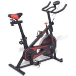 The Living Store Hometrainer met hartslagsensoren zwart en rood - Sportfiets - Hometrainer - Indoorfiets - Fitnessapparaat - Cardiotraining