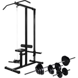 The Living Store Krachttoren met halterset 30,5 kg - Krachttoren - Fitnessoefeningen - Krachttraining - Home Gym - Halters