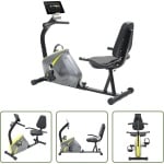 The Living Store Magnetische hometrainer - Grijs/Geel - 136 x 56 x 92.5 cm - 8-voudige weerstand