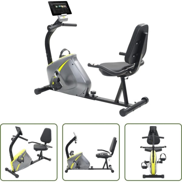 The Living Store Magnetische hometrainer - Grijs/Geel - 136 x 56 x 92.5 cm - 8-voudige weerstand