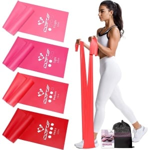 Theraband Terra Band set van 4 fitnessbanden met 4 weerstandsniveaus, oefenband Terraband met draagtas & oefeninstructies (mogelijk niet beschikbaar in het Nederlands). Ideaal voor yoga, pilates, krachttraining, fysiotherapie