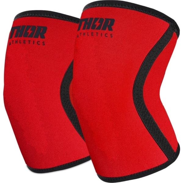 Thor Athletics - Knee Sleeves Rood - 7MM - Krachttraining Accessoires - Powerlifting - Bodybuilding - Squat - Maat XS