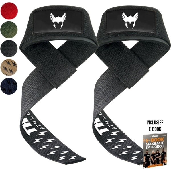 Thor Athletics Lifting Straps - Extra Grip - Krachttraining Accessoires - Powerlifting Straps - Deadlift Straps - Zwart - Inclusief E-Book