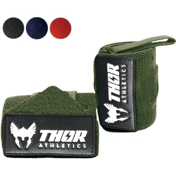 Thor Athletics Wrist Wraps - Extra Sterk - Fitness - Polsbrace voor Krachttraining - Ondersteuning voor Pols - 60 cm - Army Green