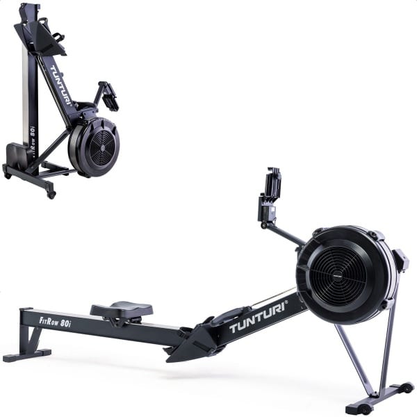 Tunturi Fitrow 80i Roeitrainer - Roeimachine Fitness - Inklapbaar roeiapparaat - 10 Weerstandsniveaus - Luchtweerstand - Bluetooth