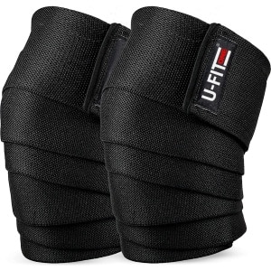 U Fit One 2 Stuks Knee wraps - Zwart Knie Wraps - Powerlifting - Kniebraces - Kniebandage - Knie bescherming krachttraining - Fitness