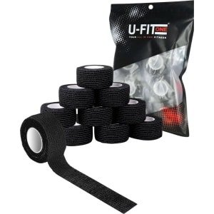 U Fit One Grip Tape voor Lifting, CrossFit, Fitness & Sport - Liftingtape - Hookgrip - 4.5 Meter x 2.5 cm - 16 Stuks - Zwart