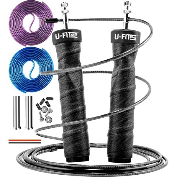 U Fit One Heavy Springtouw met extra Touwen - 450g Weighted Jump Rope - Speed Rope - Volwassenen - Crossfit - Fitness - Skipping Rope - Jump Rope - Verstelbaar - Speedrope - ufitone