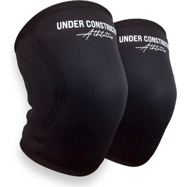 Under Construction Athletics® Knee Sleeves - Powerlifting - 7mm - Kniebraces - Kniebrace - Krachttraining - Fitness - Crossfit - Gym - Zwart - Maat (XL)