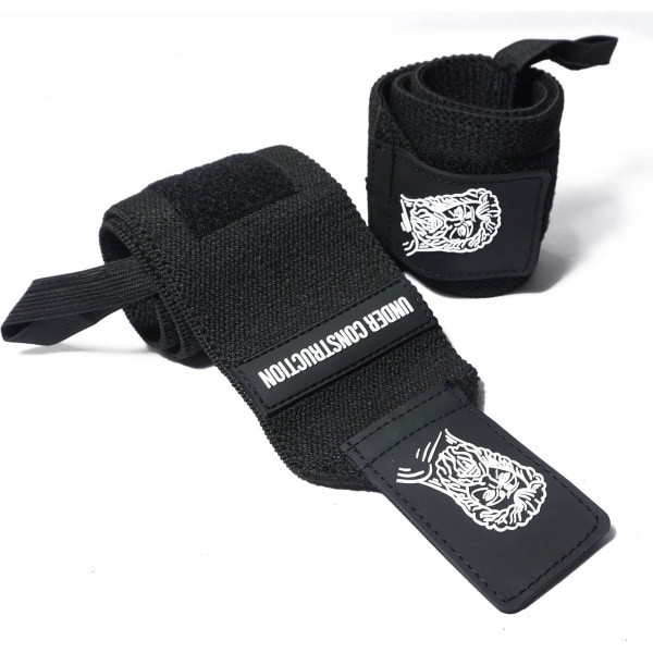 Under Construction Athletics® Wrist Wraps - Lifting Straps - Polsbrace - Krachttraining - Powerlifting - Fitness - Crossfit - Gym - Bench Press - Zwart - OneSize