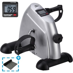 Uten Stoelfiets - Fietstrainer - Bewegingstrainer - Mini Hometrainer - Bureaufiets - Met 2 Accesoires - Voor Bejaarden, Kantoor, Thuis - Zilver