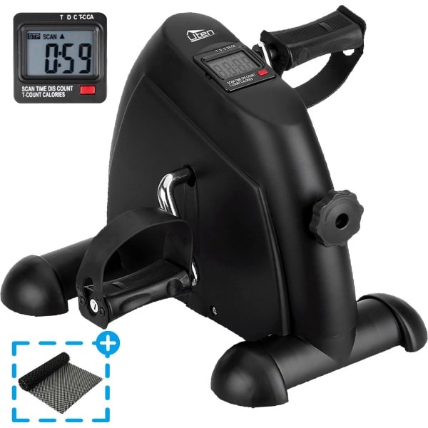 Uten Stoelfiets - Fietstrainer - Bewegingstrainer - Mini Hometrainer - Bureaufiets - Met 2 Accesoires - Voor Bejaarden, Kantoor, Thuis - Zwart