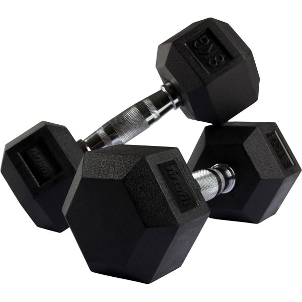VirtuFit Hexa Dumbbell Pro Set - Hexagon Dumbbells - Gewichten Set - Duuzaam en Slijtvast - Krachttraining - CrossFit & Fitness - Geschikt voor Beginners en Professionals - 2 x 8 kg