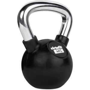 VirtuFit Kettlebell - Rubber/Chroom - 4 kg - Zwart - Sport Gewicht - Duurzaam Design - Ergonomische Handgreep - Geschikt voor CrossFit & Fitness - Conditietraining