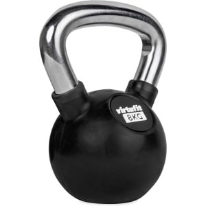VirtuFit Kettlebell - Rubber/Chroom - 8 kg - Zwart - Sport Gewicht - Duurzaam Design - Ergonomische Handgreep - Geschikt voor CrossFit & Fitness - Conditietraining