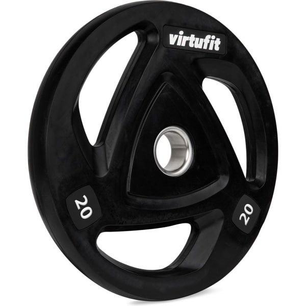 VirtuFit Olympische Rubberen Halterschijf - 20 kg - ⌀ 50 mm - Sport Gewicht - Bumper Plate met Handvatten - Gemaakt van Duurzaam Materiaal - Geschikt voor Fitness, CrossFit & Functional Training
