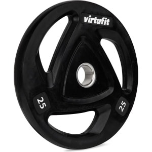 VirtuFit Olympische Rubberen Halterschijf - 25 kg - ⌀ 50 mm - Sport Gewicht - Bumper Plate met Handvatten - Gemaakt van Duurzaam Materiaal - Geschikt voor Fitness, CrossFit & Functional Training