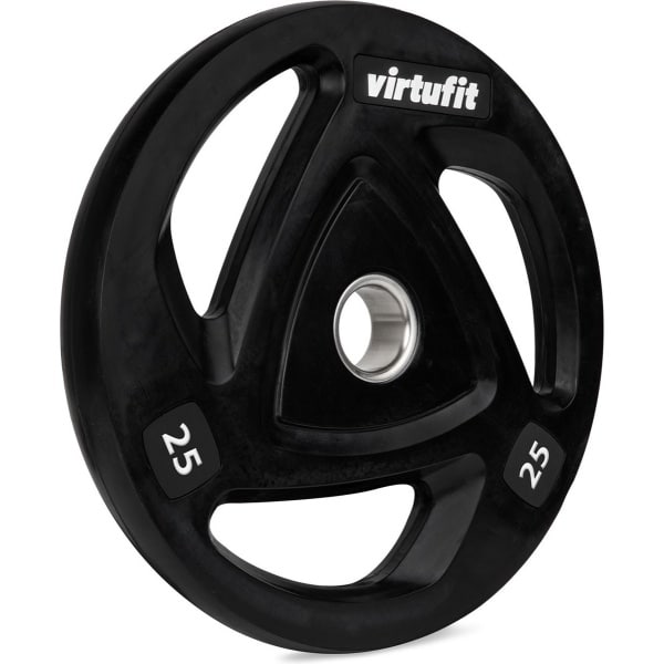 VirtuFit Olympische Rubberen Halterschijf - 25 kg - ⌀ 50 mm - Sport Gewicht - Bumper Plate met Handvatten - Gemaakt van Duurzaam Materiaal - Geschikt voor Fitness, CrossFit & Functional Training
