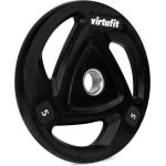 VirtuFit Olympische Rubberen Halterschijf - 5 kg - ⌀ 50 mm - Sport Gewicht - Bumper Plate met Handvatten - Gemaakt van Duurzaam Materiaal - Geschikt voor Fitness, CrossFit & Functional Training