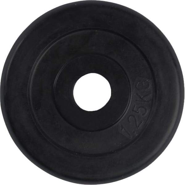 VirtuFit Rubberen gewicht - Halterschijf - ⌀ 30 mm - 1,25 kg - Zwart - Krasbestendige Buitenlaag - Sport Gewicht - Bumper Plates - Geschikt voor Fitness, CrossFit & Functional Training