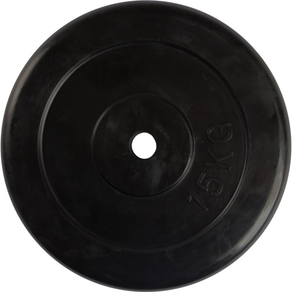 VirtuFit Rubberen gewicht - Halterschijf - ⌀ 30 mm - 15 kg - Zwart - Krasbestendige Buitenlaag - Sport Gewicht - Bumper Plates - Geschikt voor Fitness, CrossFit & Functional Training