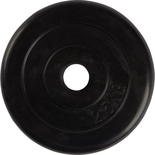 VirtuFit Rubberen gewicht - Halterschijf - ⌀ 30 mm - 2,5 kg - Zwart - Krasbestendige Buitenlaag - Sport Gewicht - Bumper Plates - Geschikt voor Fitness, CrossFit & Functional Training