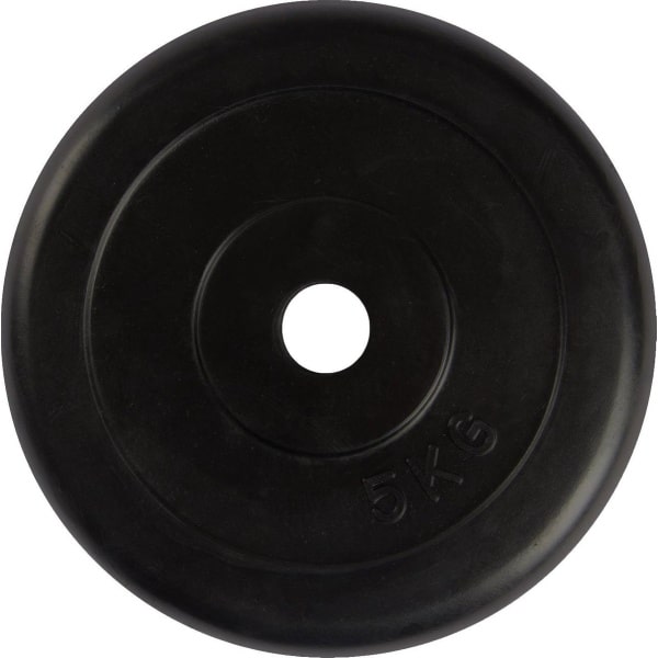 VirtuFit Rubberen gewicht - Halterschijf - ⌀ 30 mm - 5 kg - Zwart - Krasbestendige Buitenlaag - Sport Gewicht - Bumper Plates - Geschikt voor Fitness, CrossFit & Functional Training