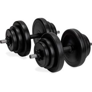 VirtuFit Verstelbare Dumbbells set - Aanpasbare Halterset - Dumbbell - Halterstang met Schijven - Gewichten Set - Set met Vinyl Dumbbells (2 x 14 kg) - Totaal 28 kg - CrossFit & Fitness - Krachttraining - Geschikt voor Beginners en Professionals