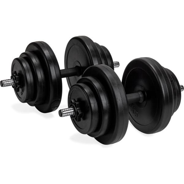 VirtuFit Verstelbare Dumbbells set - Aanpasbare Halterset - Dumbbell - Halterstang met Schijven - Gewichten Set - Set met Vinyl Dumbbells (2 x 14 kg) - Totaal 28 kg - CrossFit & Fitness - Krachttraining - Geschikt voor Beginners en Professionals