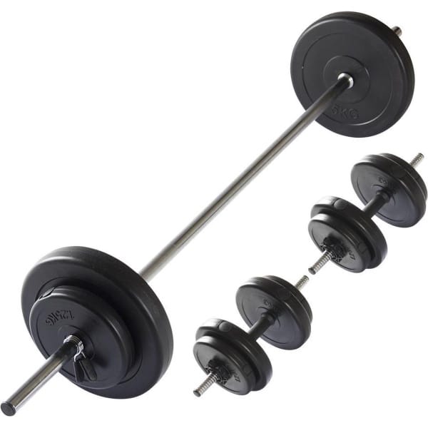 VirtuFit Verstelbare Halterset en Dumbellset - 30,5 kg - Verstelbaar in Gewicht - Gewichten Set - Halterstangen met Schijven - Inclusief Barbell- en Dumbbellstangen - Zwart - Multifunctioneel - Geschikt voor Fitness & CrossFit - Complete Set