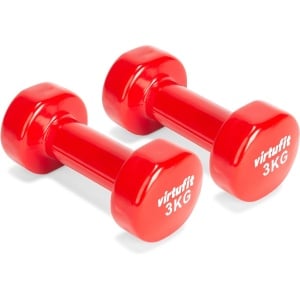 VirtuFit Vinyl Dumbbell Set Pro - 2 x 3 kg - Rood - Gewichten Set - Dumbbells - Duurzaam Materiaal - Krachttraining - Geschikt voor Zumba, Aerobics en Body Toning