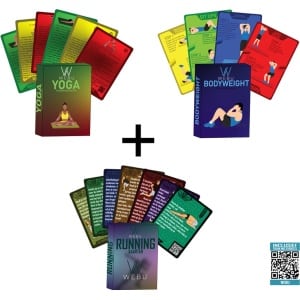 WEBU 51 Yoga Trainingskaarten + 51 Bodyweight Workout Kaarten + 51 Running Trainingskaarten - Incl. Professionele Video's - Fitness - Yoga - Crossfit - Mat - Pilates - Thuis Sporten