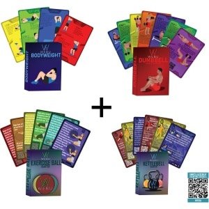 WEBU Bodyweight + Dumbbell + Exercise Ball + Kettlebell Kaarten | Incl. Trainingsvideo's - Fitness - Crossfit - Krachttraining - Kettlebell - Yoga - Thuis Sporten