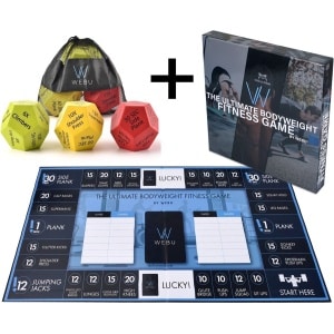 WEBU The Ultimate Fitness Game + WEBU Workout Dobbelstenen | Incl. Trainingsvideo's - Fitness - Crossfit - Thuis sporten - Bordspel - Gezelschapsspel - Yoga