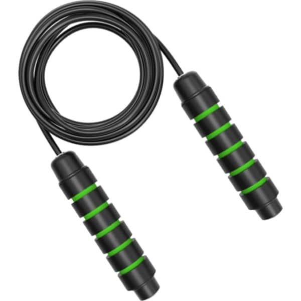 WM Sports Springtouw verzwaard - Touwtje springen - Rope skipping - Jump rope - Speedrope - Verstelbaar - Voor volwassenen en kinderen - Sport springtouw - Fitness, crossfit en boksen - Staaldraad - Foam handvaten - Lengte 280 cm - Zwart en groen
