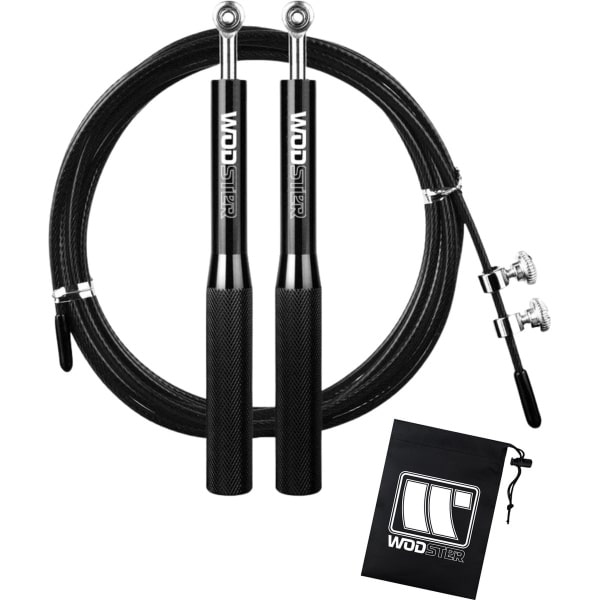 WODster - Professioneel Sport Springtouw - Verstelbaar Speedrope Jump Rope - Crossfit & Fitness - Zwart - Ultieme Gebruikscomfort