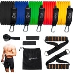 Weerstandsbanden set met Accessoires - 5 Weerstanden Anti-slip Krachttraining Fitness Elastische Bands voor Yoga Pilates Stretching Gluteus