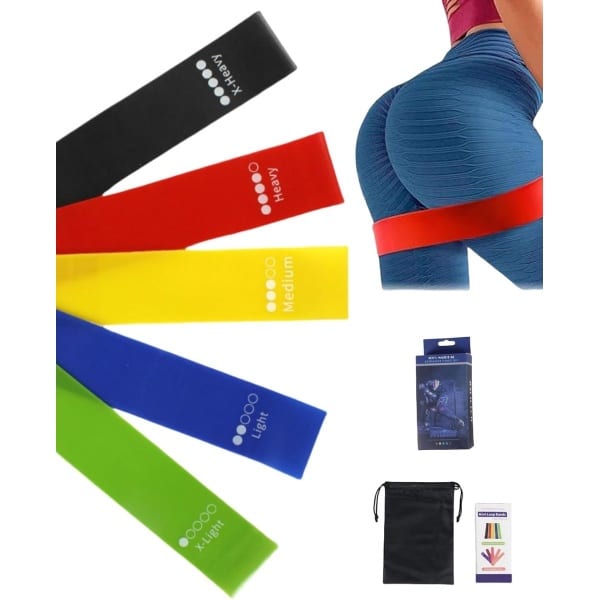 Weerstandsbanden voor Fitness - 5 Sterkteniveaus voor Krachttraining, Yoga en Pilates