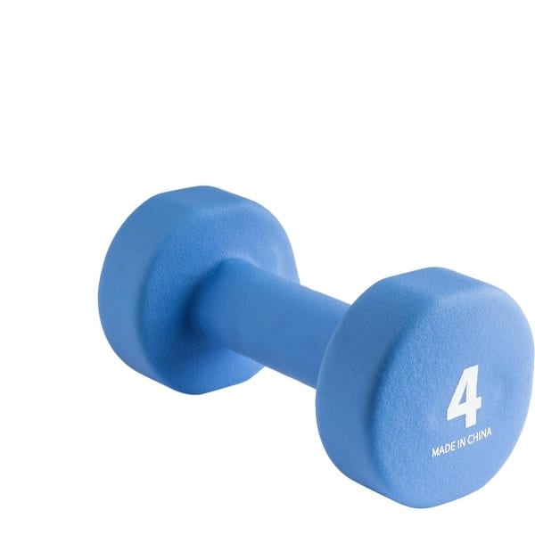 Wonder Core Dumbbell Neopreen Hexagon, Gewichten Halter - Blauw - 1x 4 KG - Workout Fitness Krachttraining accessoires