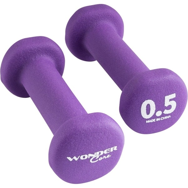 Wonder Core Dumbbell Neopreen Hexagon, Gewichten Halter Set - Paars - 2x 0.5 KG - Halters Workout Fitness Krachttraining accessoires