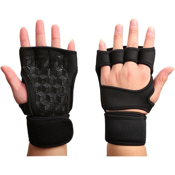 Wow Peach - Sport Fitness Handschoenen - Krachttraining - Crossfit - Grip Gloves - Unisex - Zwart - Maat: Large