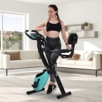 X-Bike, magnetische opvouwbare fitnessfiets, hometrainer voor cardiotraining indoor cycling met trainingscomputer en uitbreidingsbanden,blauw