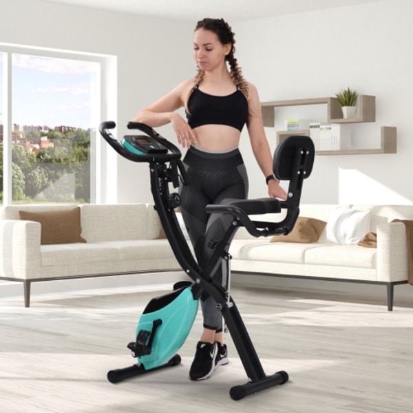 X-Bike, magnetische opvouwbare fitnessfiets, hometrainer voor cardiotraining indoor cycling met trainingscomputer en uitbreidingsbanden,blauw
